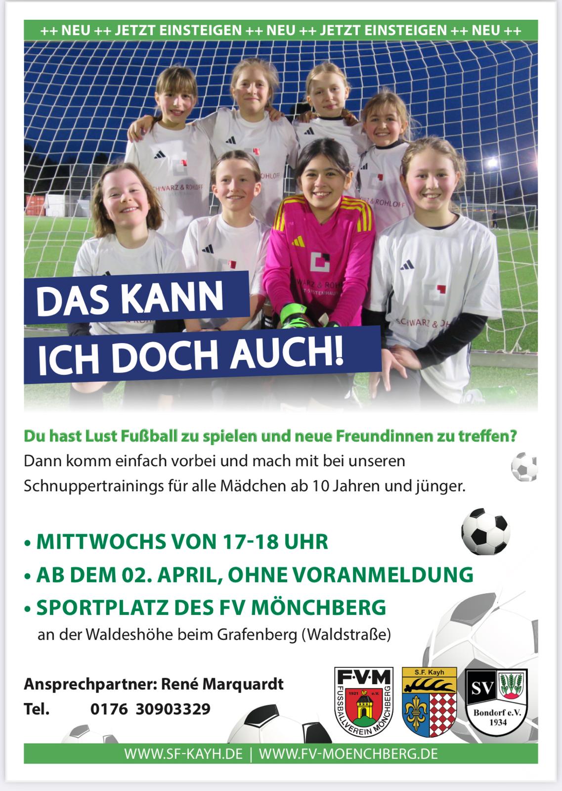 Die SGM  Mönchberg/Kayh/Bondorf sucht ambitionierte Nachwuchsspielerinnen